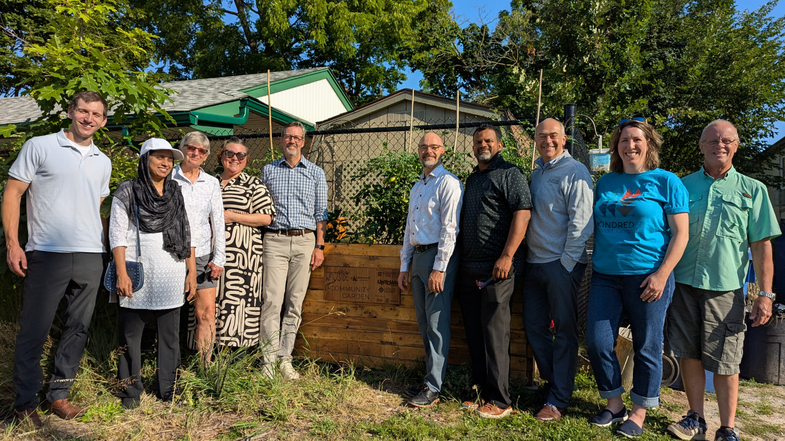 Kindred staff at a community garden