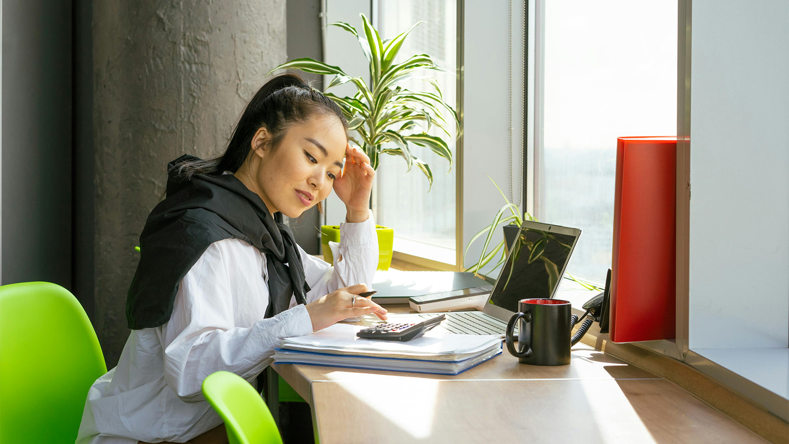 Young woman planning her finances