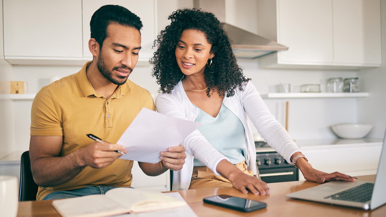 Couple planning the family budget