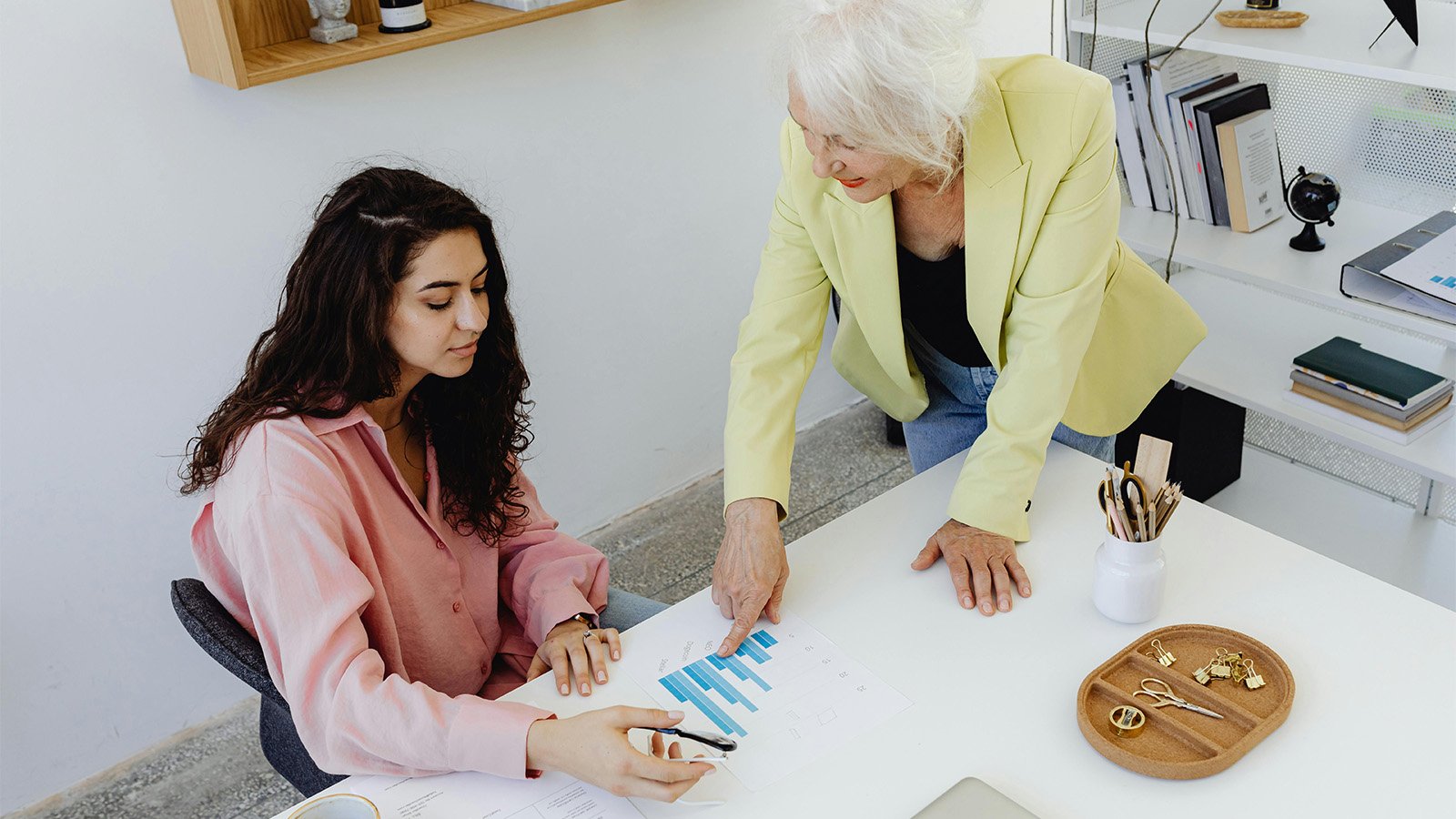 Women looking at a chart